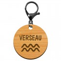 Porte-clé personnalisé signe astrologique Verseau mousqueton noir