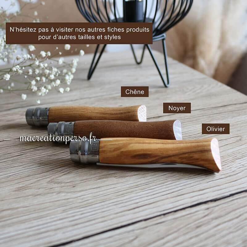 Ensemble de trois couteaux Opinel chêne  noyer olivier