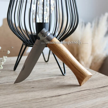 Couteau OPINEL N°9 en bois de chêne à personnaliser - macreationperso