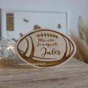 Carte de naissance en bois rugbyman