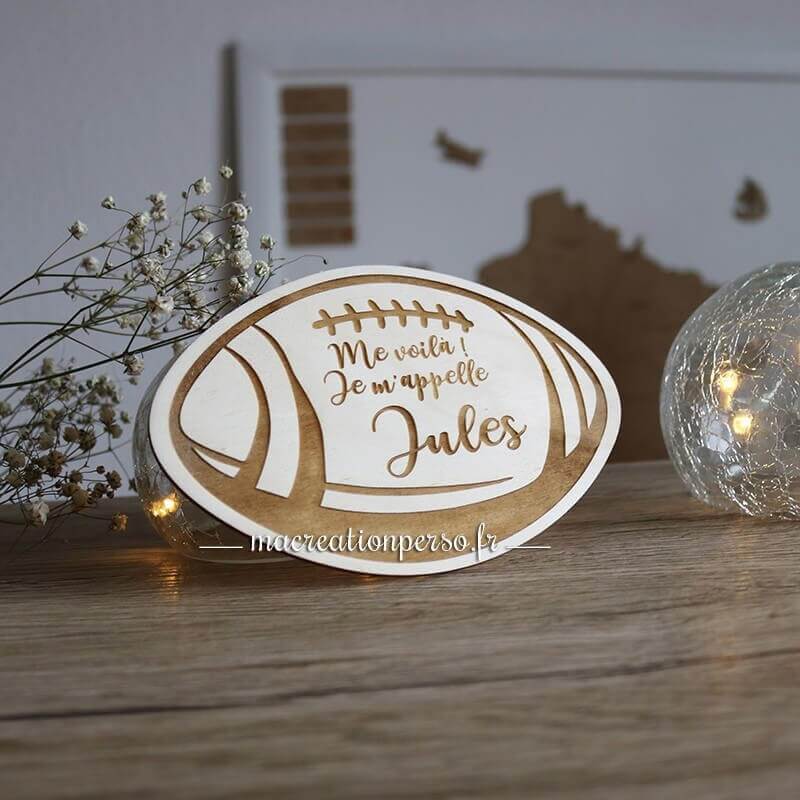Faire part de naissance ballon de rugby 