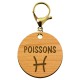 Porte-clé personnalisé signe astrologique Poissons mousqueton doré