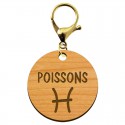 Signe du poisson porte clés personnalisé astrologique mousqueton doré