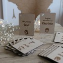Quatorzes cartes étapes en bois personnalisées  sur le thème des animaux