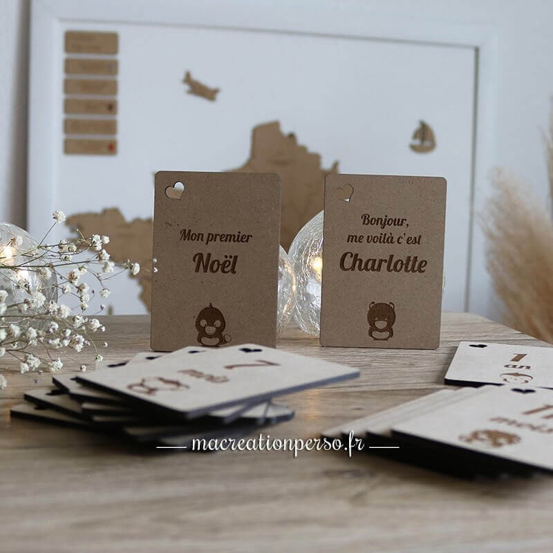 Cartes étapes en bois personnalisées pour photos