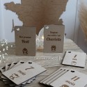 Cartes étapes en bois gravées sur le thème des animaux