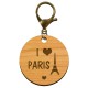 Porte-clé personnalisé "I love PARIS" mousqueton vieil or