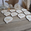 Cartes étapes ballon et colibri personnalisées en bois 