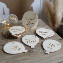 Cartes étapes ballon et colibri personnalisées en bois - Divers coloris de bois