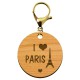 Porte-clé personnalisé "I love PARIS" mousqueton doré