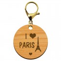 Porte clé amoureux de Paris personnalisé mousqueton doré