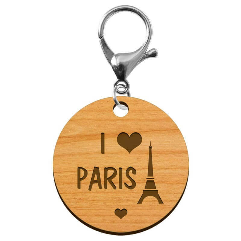 Porte clés personnalisé I love Paris mousqueton argenté