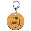 Porte clés personnalisé I love Paris mousqueton argenté