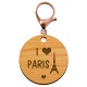 Porte-clé personnalisé "I love PARIS" mousqueton rose