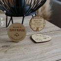 Lot de magnet en bois a personnaliser coeur et rond
