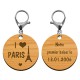 deux faces porte-clé personnalisé "I love PARIS" mousqueton argenté