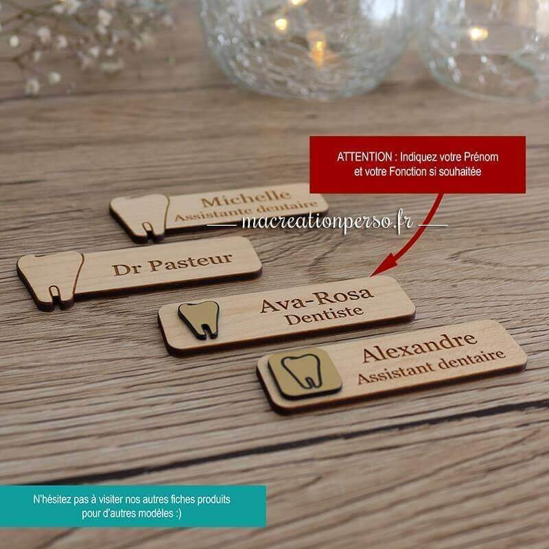 Lot d'insignes personnalisés sur le thème dentiste + annotations