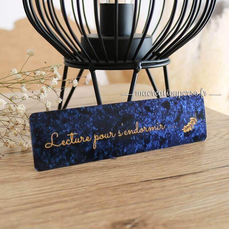 Marque page bleu et or effet marbré à offrir cadeau