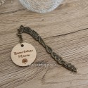 Marque-pages fête des mères gravé thème théière avec rond en bois vernis personnalisé