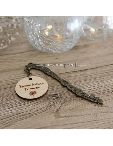 Marque page cadeau fête des mères personnalisable bois métal