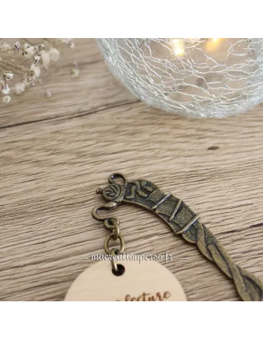 Marque page pour fête des mères métal théière et bois à personnaliser