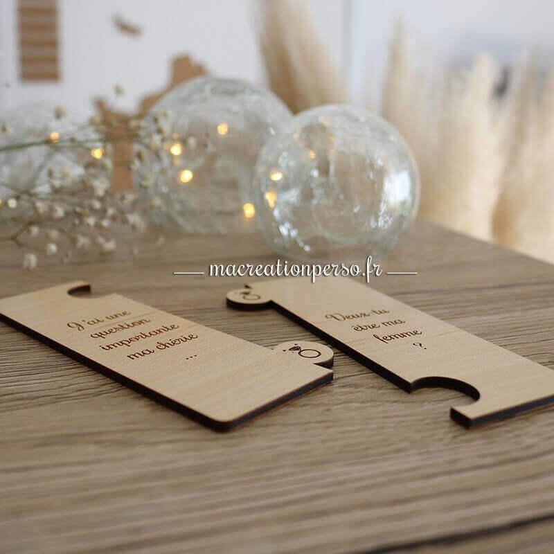 Marque page pour demande mariage personnalisable bois