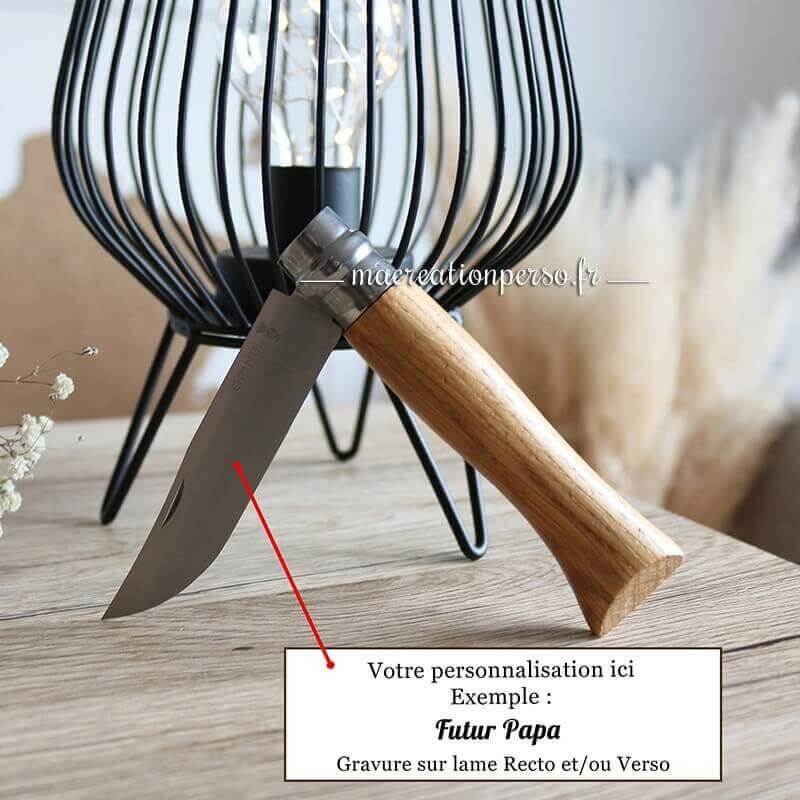 Couteau opinel personnalisé en chêne