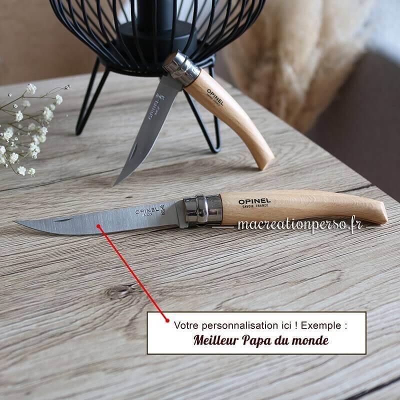 Couteau effilé opinel en hêtre numéro 8 et 10 avec exemple