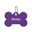 Médaille chien en métal os violet personnalisé