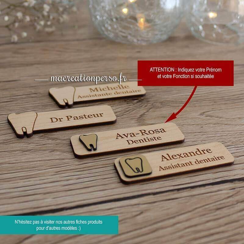Lot de badge personnalisé en bois sur le thème dentiste