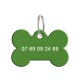 Médaille chien en métal os vert personnalisé numéro téléphone