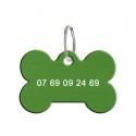 Médaille chien en métal os vert personnalisé numéro téléphone