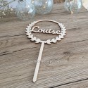 Cake topper Louise personnalisé avec pique en bois