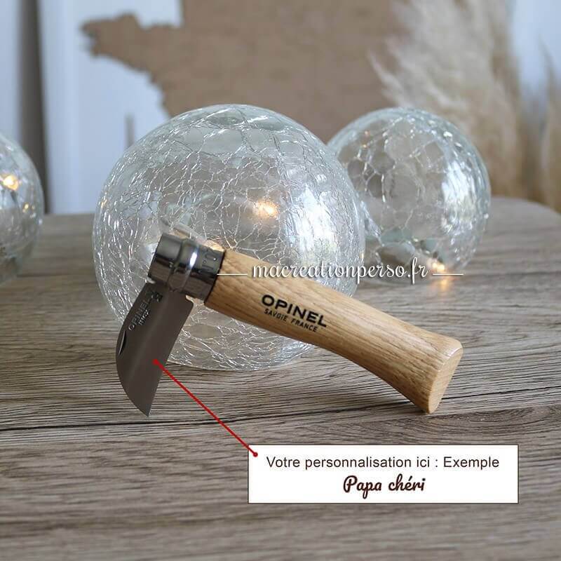Couteau spécial châtaigne Opinel N° 7 personnalisé ail dénoyautage 