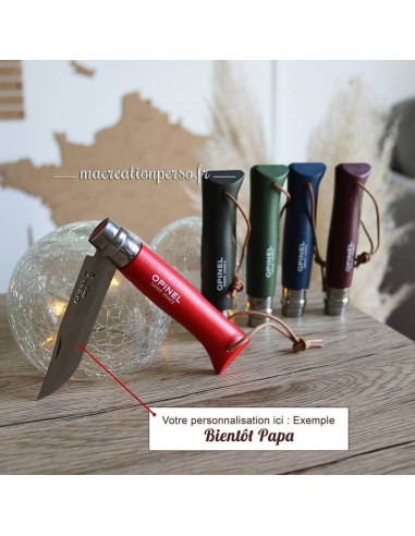Couteau Opinel n°8 personnalisé lame inoxydable