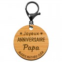 Porte-clé "Joyeux anniversaire Papa" prénoms à personnaliser mousqueton noir