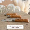Opinel avec manche gravé vélo, rando et ski et exemple de personnalisation