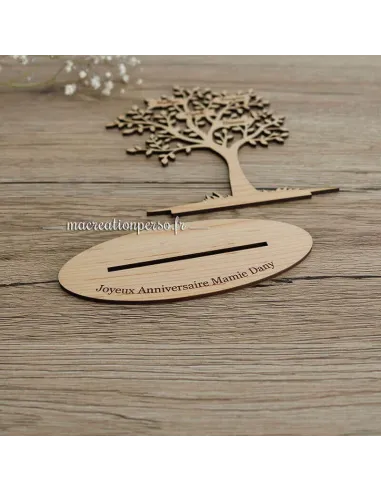 Déco arbre de vie à plat non monté en bois avec socle gravé