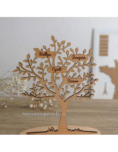 arbre de vie décoratif en bois et ses feuilles à personnaliser prénom