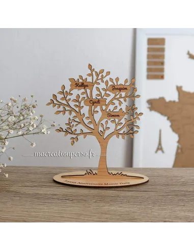 Décoration arbre de vie en bois vernis à personnaliser avec Prénoms