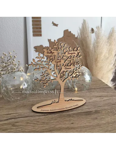 Objet déco arbre de vie en bois personnalisable vernis avec support en bois