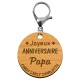 Porte-clé "Joyeux anniversaire Papa" prénoms à personnaliser mousqueton argenté