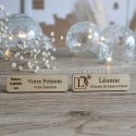 Badges en bois avec exemple de texte et logo