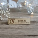 Badges magnétique en bois avec logo Léanne fleurs
