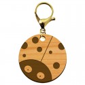 Porte-clé coccinelle bois à personnaliser mousqueton doré