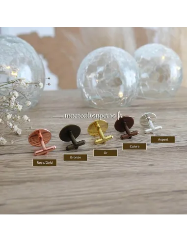 Couleurs cuivre, or, rose gold, bronze et argent des boutons de manchette