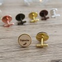 Lot boutons de manchette en bois et argent personnalisés