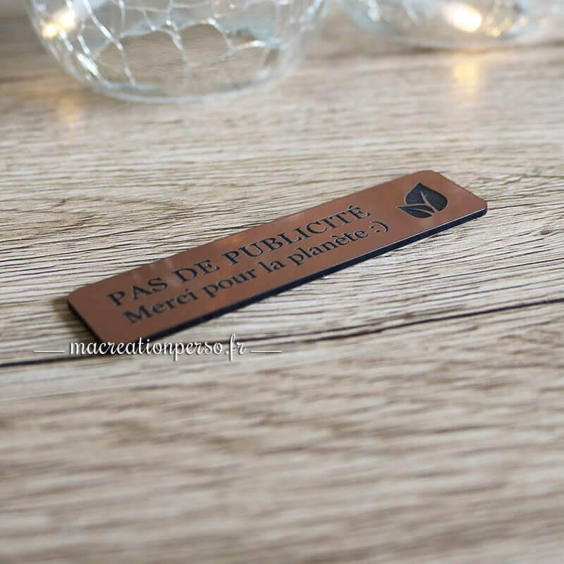 Plaque “pas de publicité merci pour la planète” rose gold