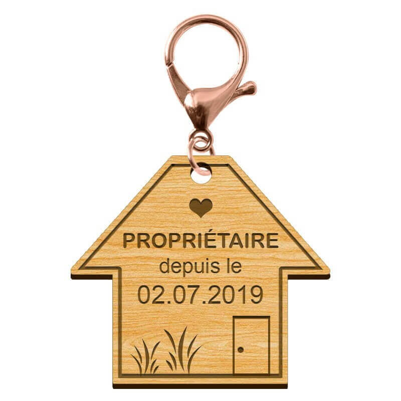 Porte-clé Propriétaire depuis le avec mousqueton de couleur rose métallique