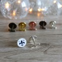 Fleur de lys bleu bouton de manchette à personnaliser avec vos initiales